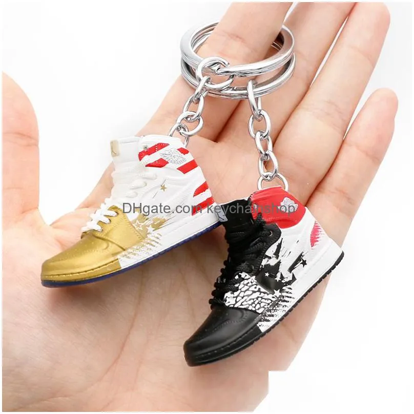 fashion 100 styles 3d basketball shoes keychain stereoscopic sneakers key chain mini sport shoe keyring bag pendant gift for men women boy