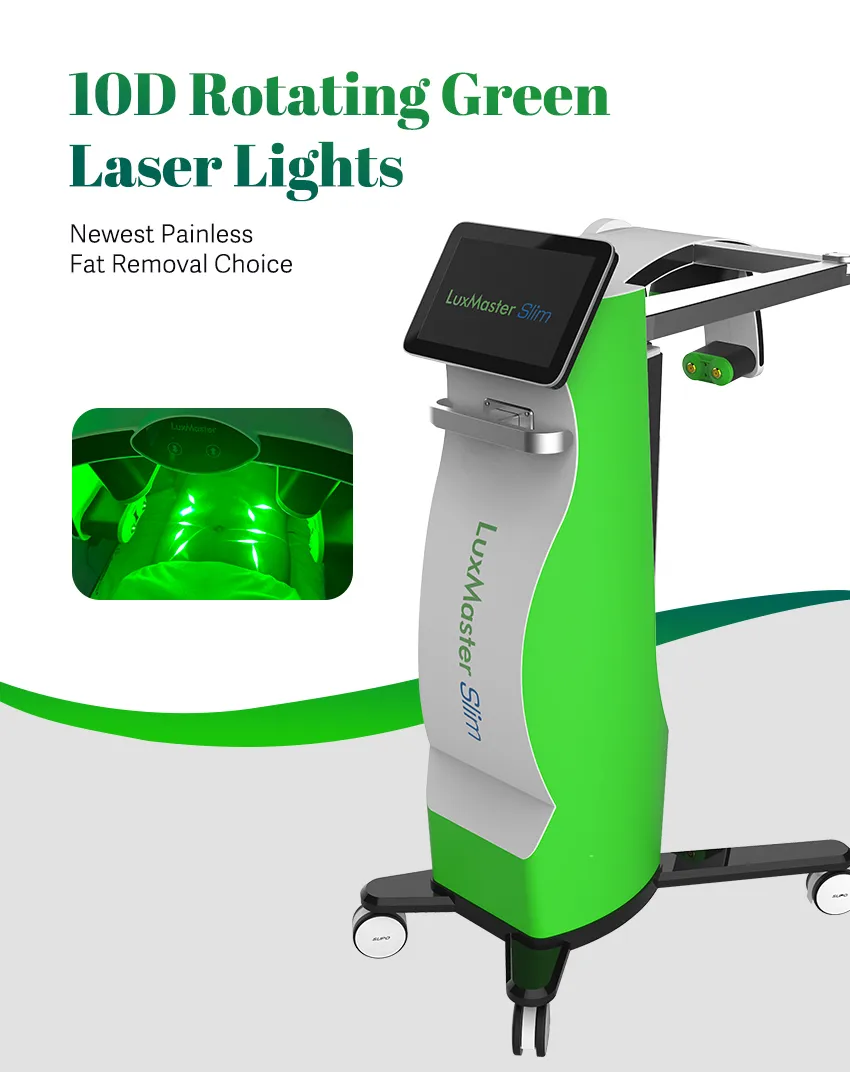 Le plus récent Lux Master Slim 10D Lipo Laser Perte de poids Élève de graisses sans doute Machine de minceur 532 nm Green Lights Cold Laser Therapy Dispositif de beauté Salon de beauté