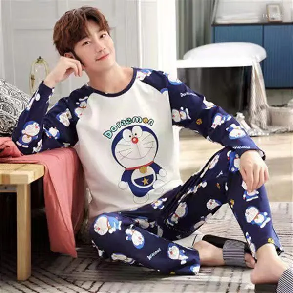 Mannen Nachtkleding Heren Pyjama Brief Gestreepte Casual Zachte Cartoon Adem Pyjama Sets SleepLounge Pyjama Lente Zomer Comfort Homewear