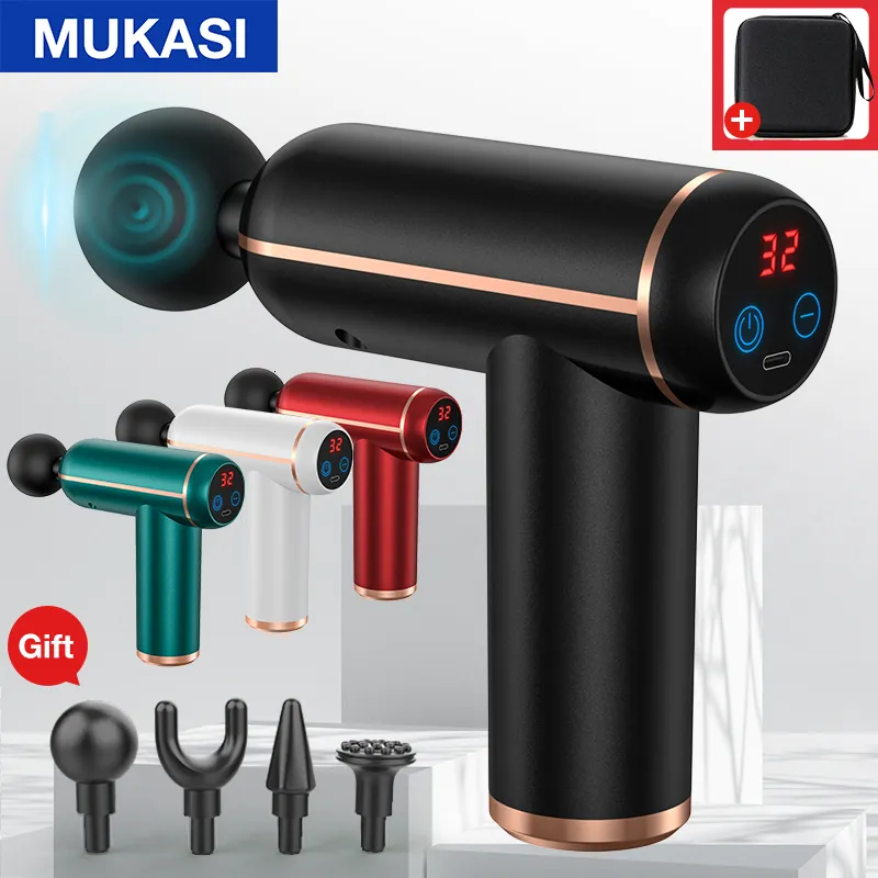 Massage Gun MUKASI Portable Percussion Pistol Massager For Body Neck Deep Tissue Muscle Relaxation Gout Pain Relief Fitness 230628