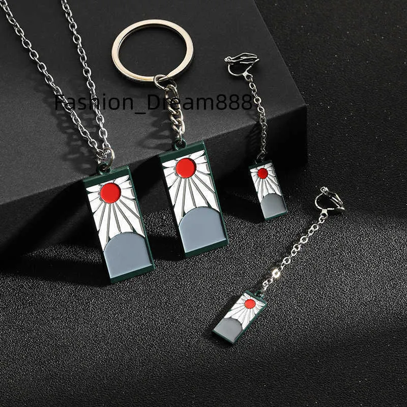 Fashion Anime Keychain Demon Slayer Kimetsu no Yaiba Blade of Ghost Necklace Drop Earring For Women Men Jewelry Accessories Gift