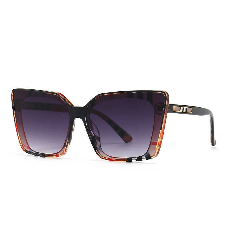 Vente en gros de lunettes de soleil Scottish Print Cat Eye Street Photo INS Lunettes de soleil 2814