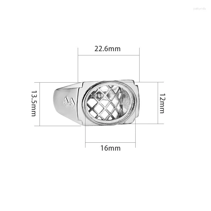 Pierścienie klastrowe 925 Srebrny pierścień Silny montaż 12x16mm owalny Cabochon zaręczynowy Weddding Biżuteria