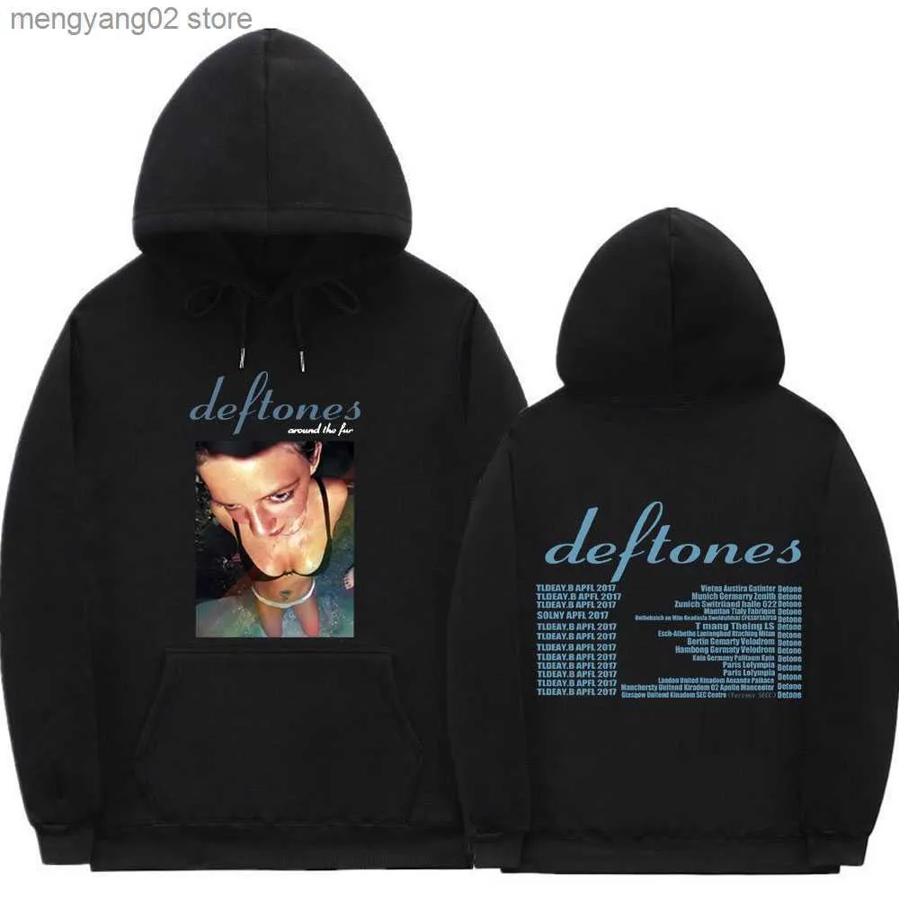 Hoodies Masculinos Moletons Deftones Around The Fur Tour Hoodies Music Band Print Streetwear Masculino Feminino Moda Casual Suéteres Oversized Com Capuz Treino T23628