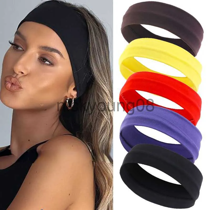 Bandanas Summer Sports pannband för kvinnor Fitness Run Yoga Bandanas Solid Colic Elastic Hair Band Stretch Makeup Hair Accessories 2023 X0628