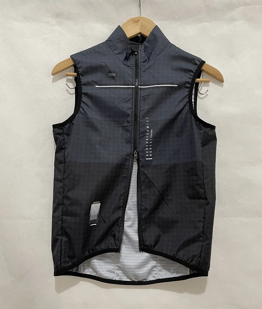 Giacche da ciclismo In stock nero Gilet antivento senza maniche da uomo di alta qualità leggero traspirante ad asciugatura rapida con cerniera bidirezionale 230627