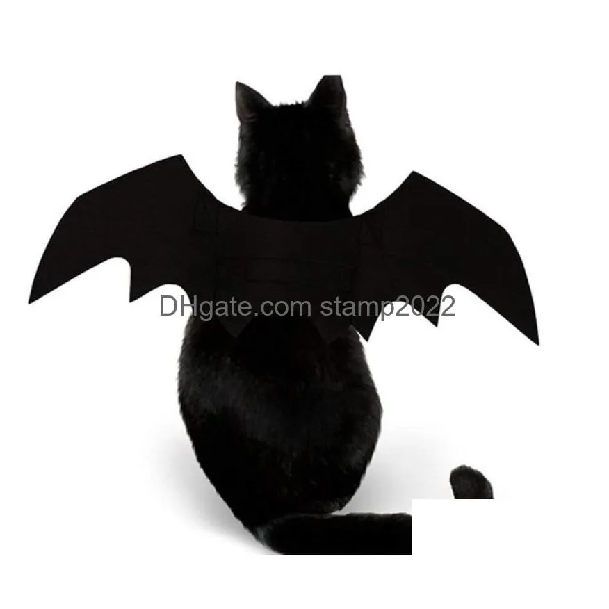 Costumes de chat Petluvz Halloween Ailes de chauve-souris pour chats Chiens - Costume de fête amusant Accessoire de décoration cosplay en noir