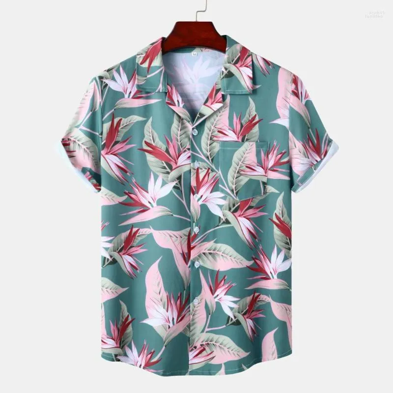 Hommes chemises décontractées hommes 2023 été Design Original plage cou glace soie goutte impression numérique à manches courtes fleur petit haut hommes