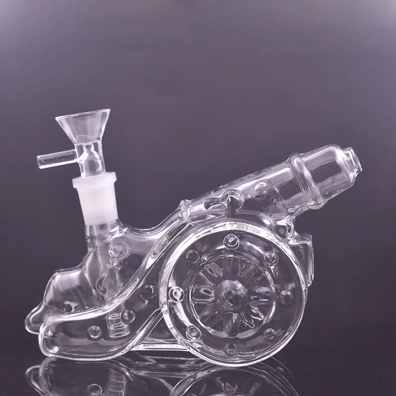 Nuevo diseño Artillery Shape Dab Rig Glass Bong 14mm Mujer Bubbler Fumar Pipe Heady Recycler Water Pipes Hookahs con Glass Oil Burner Pipes 1pcs