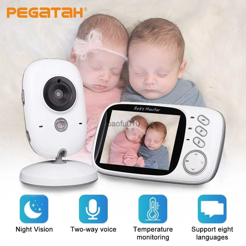 Pegatah 3,2 cala Wi -Fi Monitor Bezprzewodowy Bluetooth 2 Way Audio Talk Nocna Niania Monitorowanie temperatury Baby Monitorowanie L230619