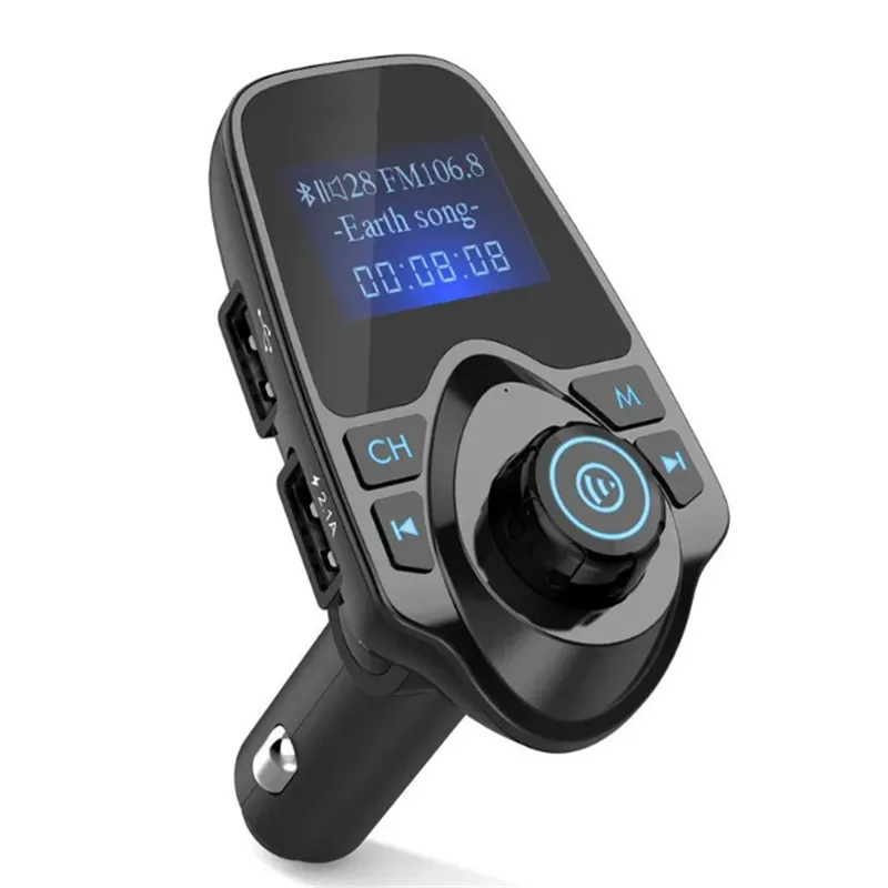 T11 Car Mp3 Player Wireless Bluetooth HandsFree Fm Transmitter with Dual USB Charger TF AUX Multifunction