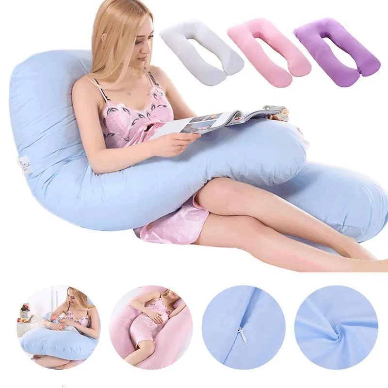 Moderskapskuddar 125x65cm Gravid kuddefodral U Typ Lumbal Pillowcase Multifunktion Sidan Protect Cushion Cover för graviditet Kvinnor 230627