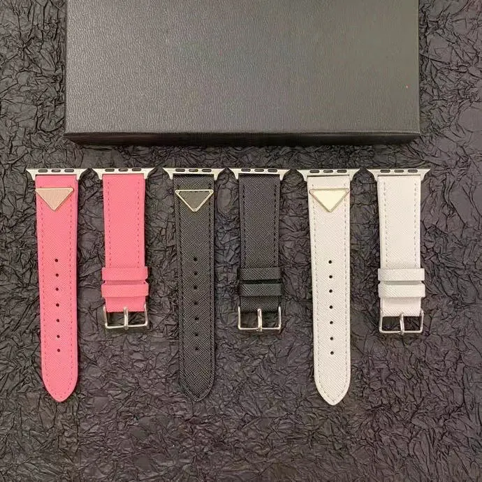 Mode lyxrem för Apple Watchband 42mm 38mm 40mm 44mm 41mm 45mm 49mm IWATCH 2 3 4 5 Titta band läderarmband ränder Watchband Sabvy