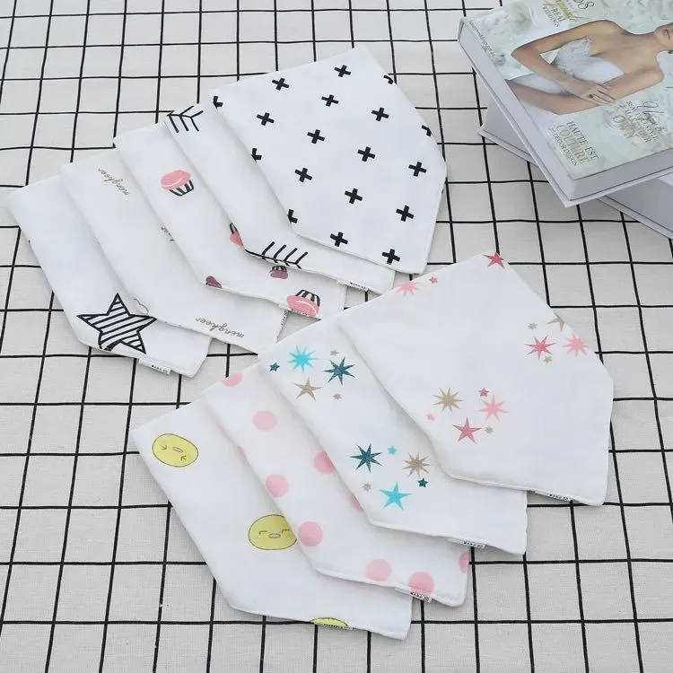 8 couches bébé nouveau-né INS imprimer bavoirs infantile Triangle écharpe tout-petits mousseline coton Bandana burp chiffons 23 couleurs