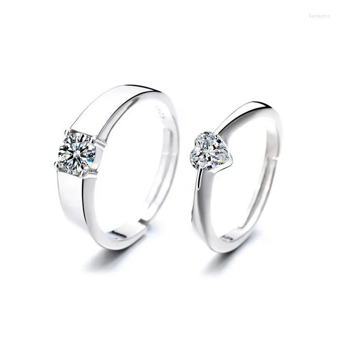 Cluster Ringe 925 Sterling Silber Trendy für Frauen Männer Liebhaber Paar Set Freundschaft Verlobung Hochzeit Schmuck