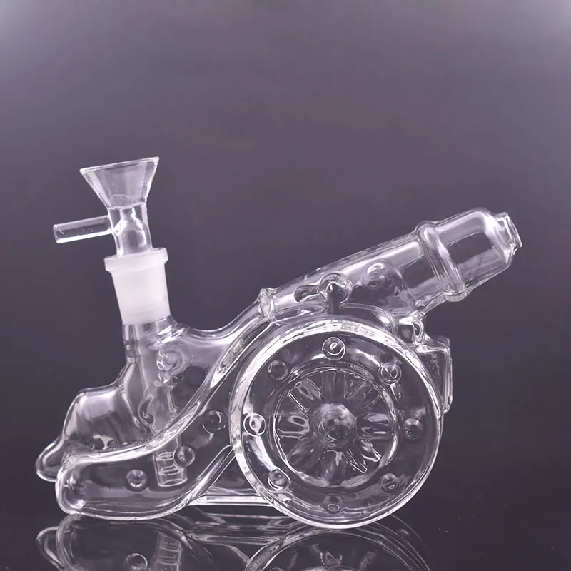 Nouveau Design Artillerie Forme Dab Rig Bong En Verre 14mm Femme Bubbler Pipe Heady Recycler Conduites D'eau Narguilés Avec Tuyaux De Brûleur À Huile En Verre 1pcs