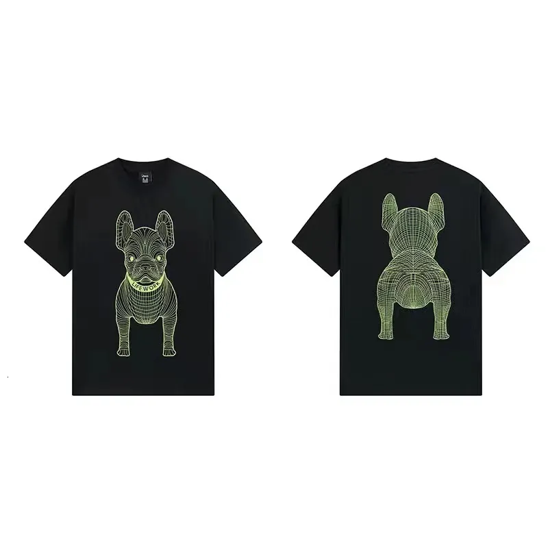 T-shirts voor heren 2023 Koreaans merk T-shirt met korte mouwen Bulldog-printpatroon Half en damestop van 100 procent katoen 230627