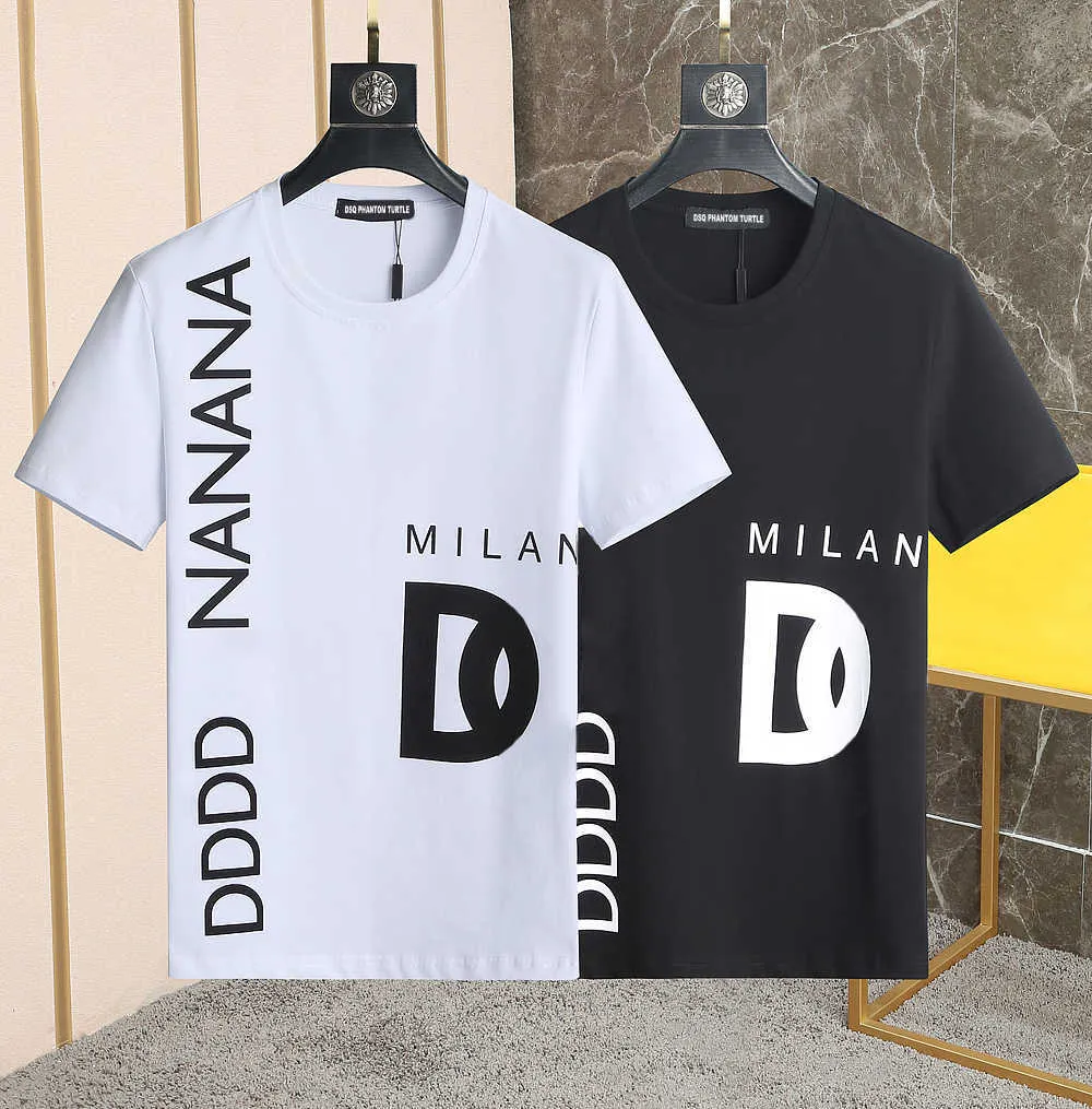 DSQ PHANTOM TURTLE Mens Designer T shirt Italian Milan Fashion Print T-shirt Summer Black White T-shirt Hip Hop Streetwear 100% Algodão Tops Plus Atacado FA