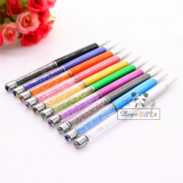 Pen 200pcs mody kryształowe długopisy z diamentami 10 colors bezpłatna wysyłka niestandardowe drukowanie z firmą /stroną internetową /e -mail