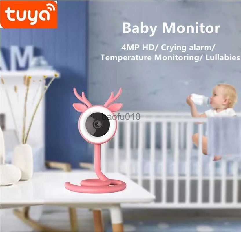 Tuya 4MP WiFi Baby Monitor Indoor Security Camera Temperature Monitoring Surveillance Mini Comcorder Wireless IP Baby Pets Cam L230619