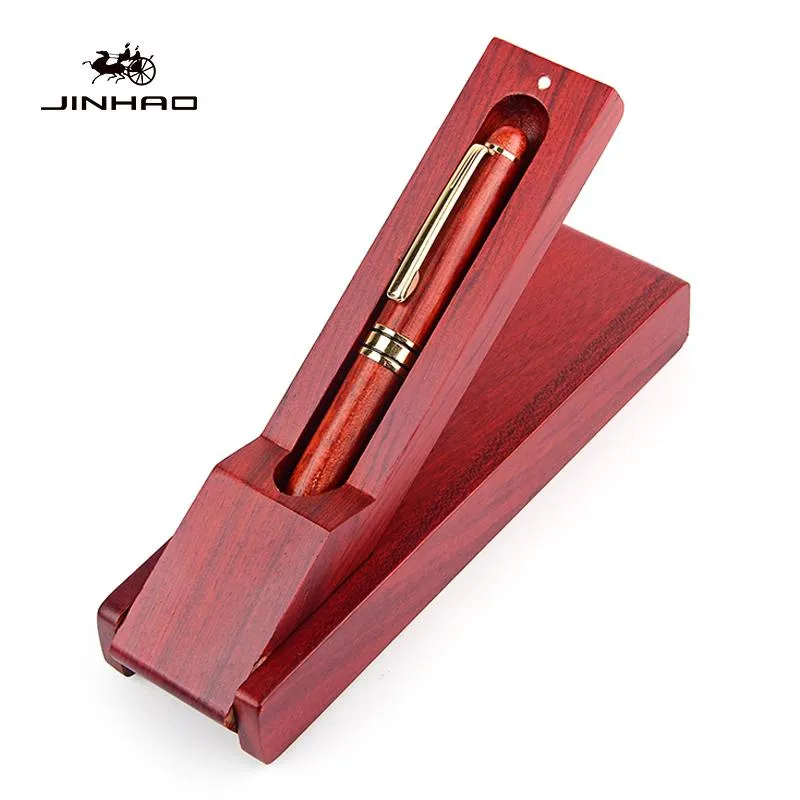 Pens Luxury Brand Red Wood Fountain Pen With Box Creative Iraurita Flower Pear Mahogany Medium Writing Pens for School Office