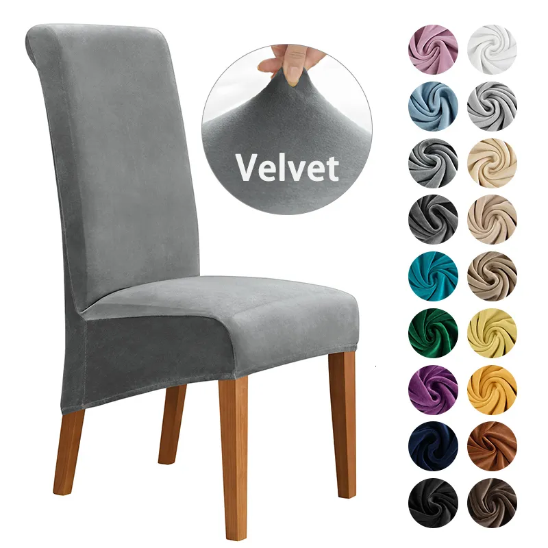 Chair Covers Velvet Chair Cover Stretch Dining Chair Winter Warm Long Back Chair Cover Washable 2 Size Chair For Kitchen Home 230627