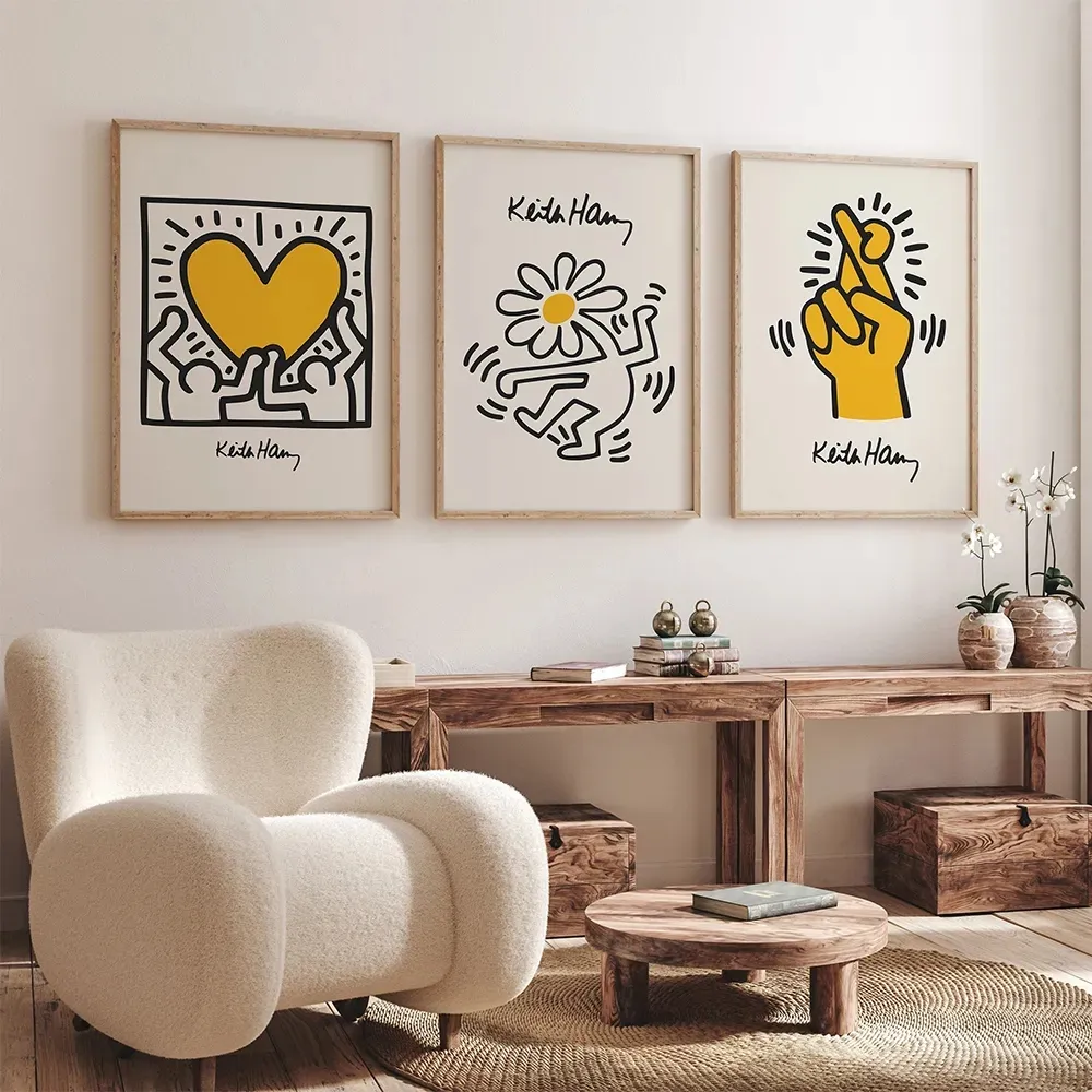 Картина на холсте Кит желтый цвет поп-арт принт плакат и танец цветов на пальцах абстрактное настенное искусство Декор в гостиную домашний декор бескаркасный w06