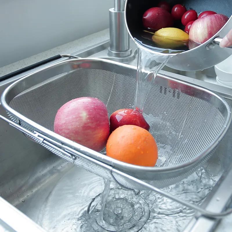 Stainless Steel Retractable Colander Over The Sink With Rubber Grip Handles Oval Drain For Sink Vegetables And Home Storage Basket From Mingsuroll 19.15 DHgate.Com