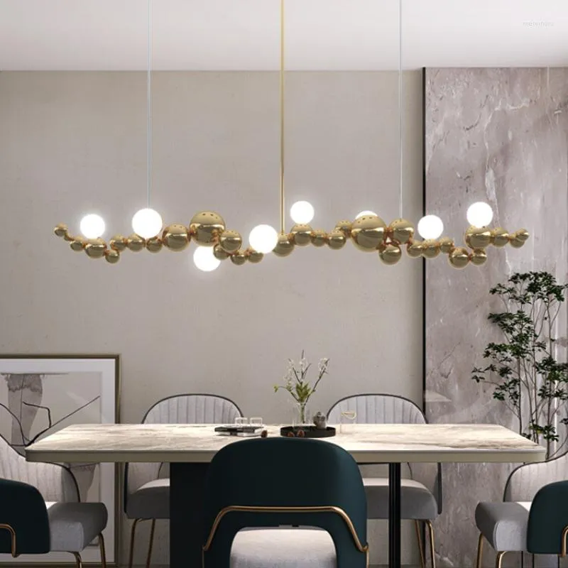 Pendant Lamps Dining-Room Lamp Creative Personality Long Dining Table Bar Chandelier Nordic Glass Decorative Lights