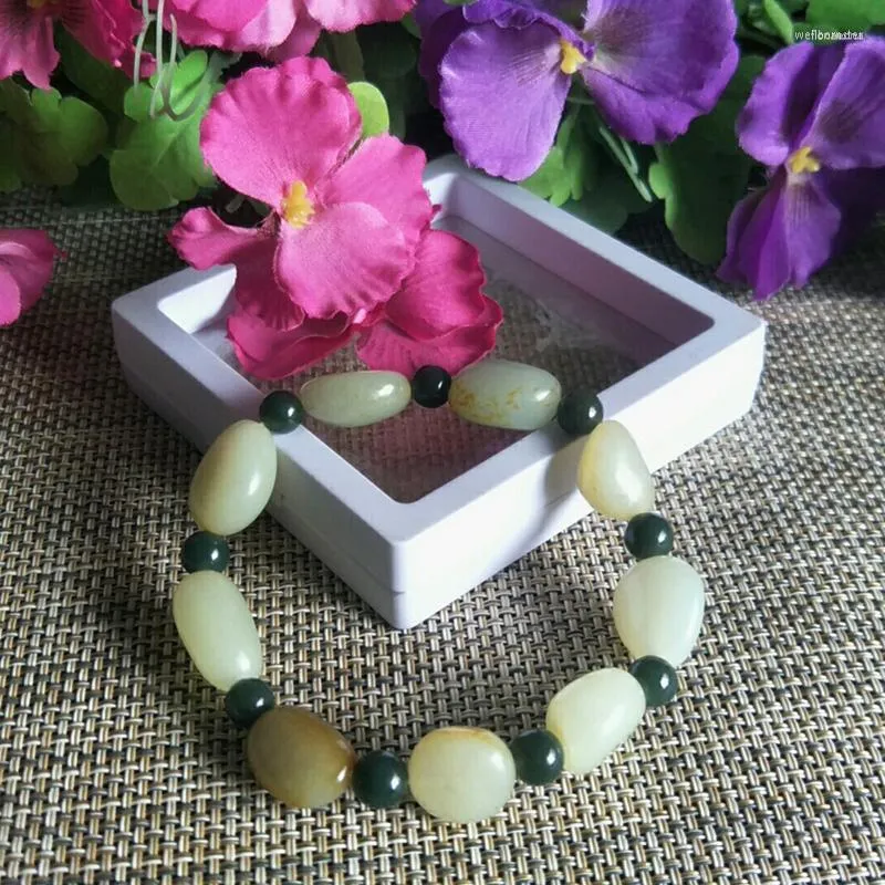 Link Bracelets Natural Hetian Jade Random Type Stone Bracelet Jewelry Lucky Safety Auspicious Amulet Fine