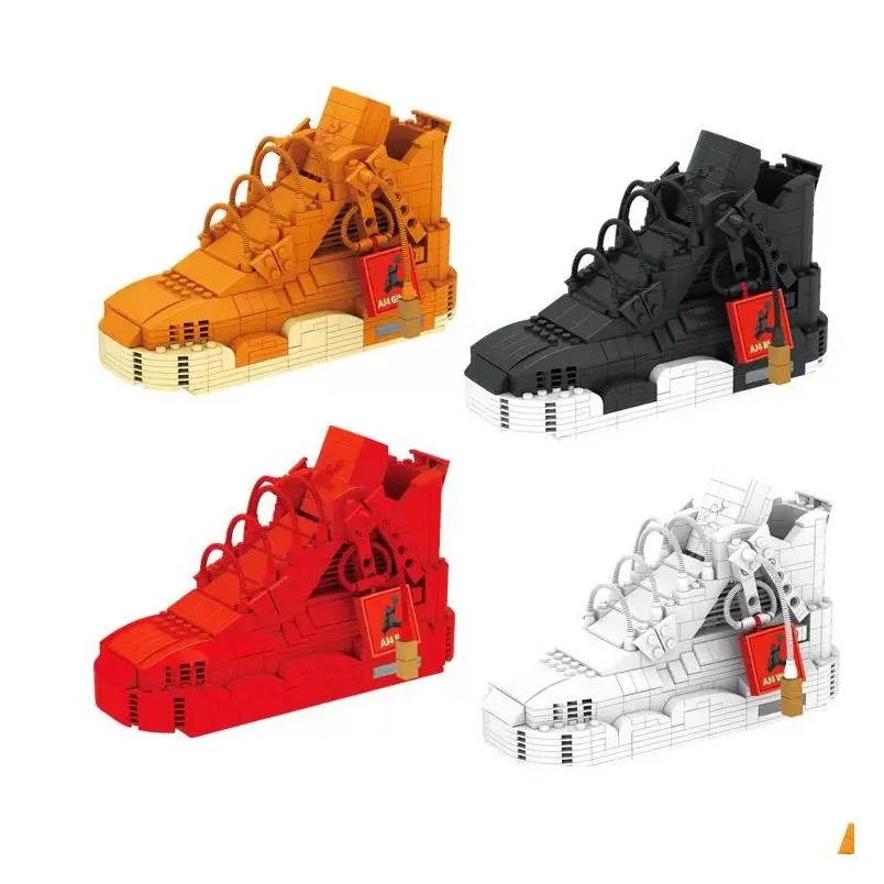 666pcs mini building block basketball shoes a j model toy sneakers build-bricks set diy assembly for kids gifts blocks toy zm1014