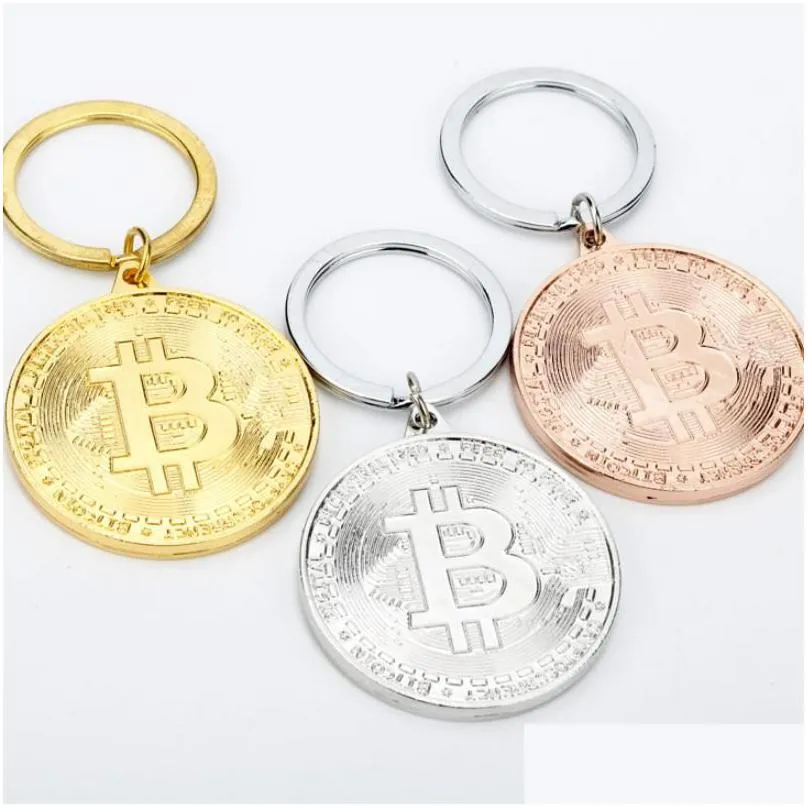 Party Favor Goldbtc Keychain Novelty Souvenir Gift Commemorative Metal Keyring Token Drop Delivery Home Garden Festive Supplies Event Dhxpz