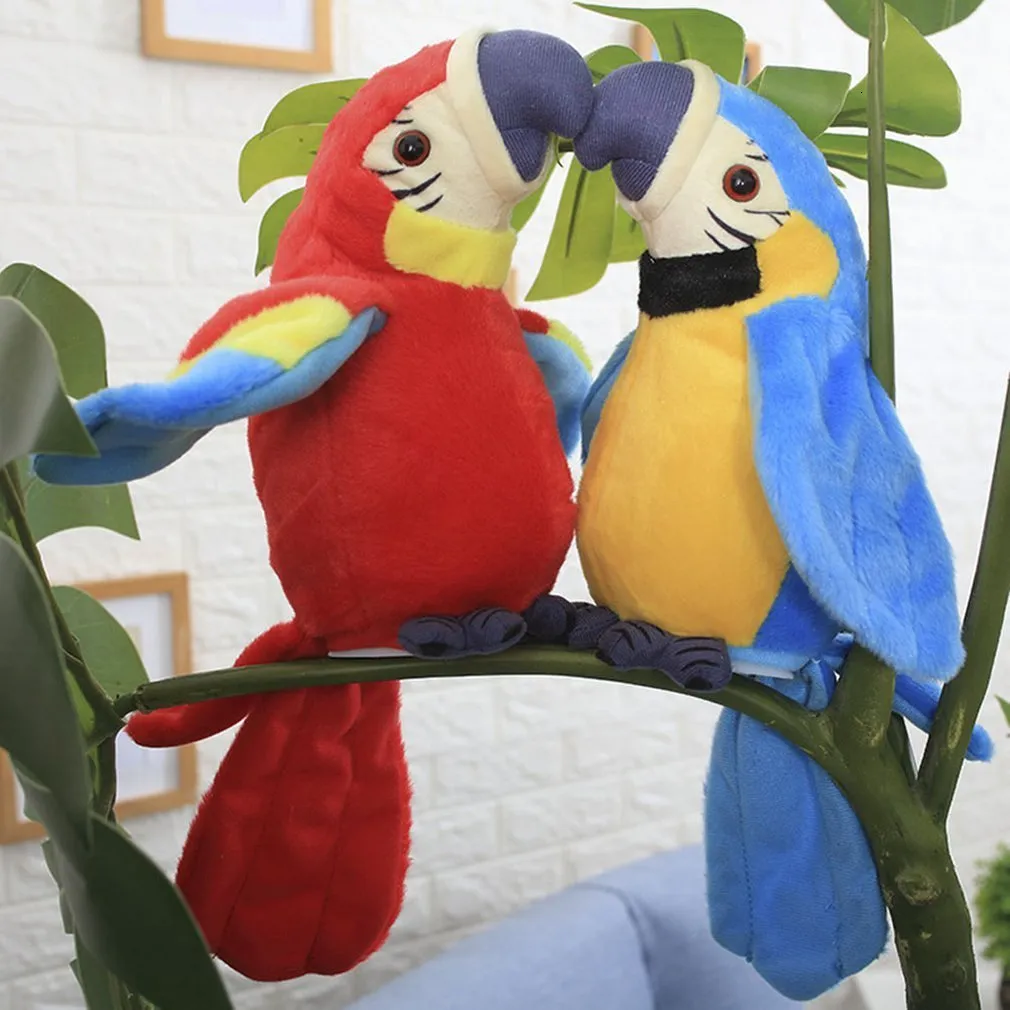 ElectricRC Animals Cute Talking Parrot Toy Electric Talking Parrot Stuffed Plush Toy Bird Repeat What You Say Children Kids Baby Birthday Gifts 230627