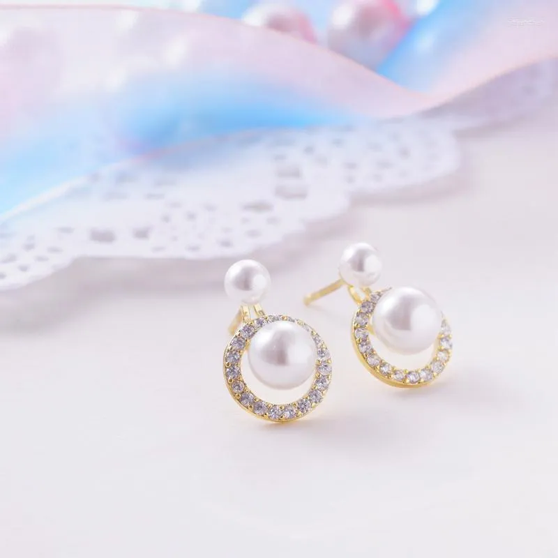 Boucles d'oreilles ESSFF Simulation perle couleur or pour les femmes prévenir les Allergies strass cristal boucles d'oreilles bijoux de mode 2023