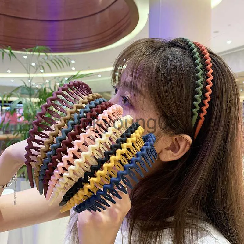 Pañuelos Banda para el cabello coreana Diademas para el cabello Mujer Antideslizante con dientes Onda Mate Aro para el cabello Bisel Niñas Accesorios para el cabello Diadema Nuevo x0628