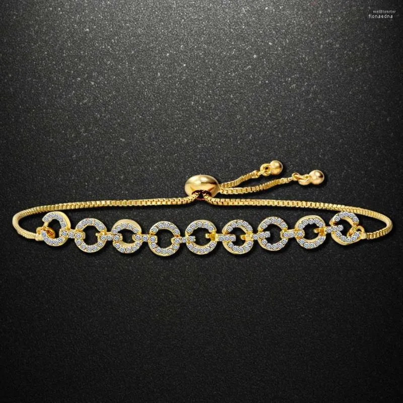 Charm Bracelets Fashion Adjustable Bracelet Bangle For Women Captivate Bar Slider Brilliant Gold Color Jewelry Pulseira Feminia