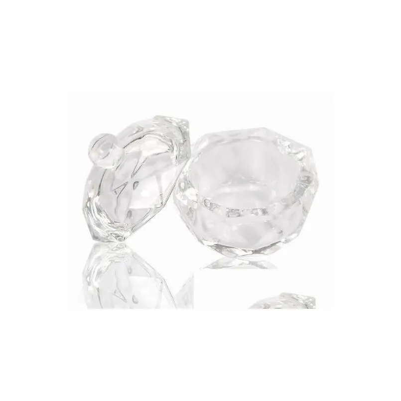 Nagellackentferner Acryl Kristall Glas Dappen Dish Schüssel Tasse mit Kappe Flüssiges Glitzerpulver Kaviar Kunstwerkzeug Rund KD1 Drop Deliver Dhcgz
