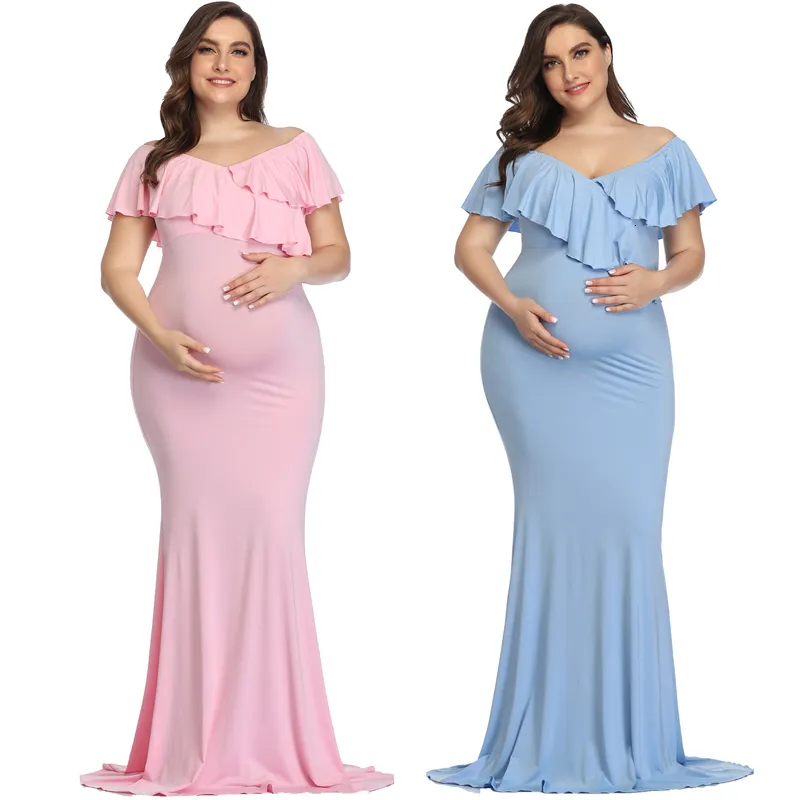 Zwangerschapsjurken Zwangerschapsjurken Zwangerschaps Pography Props Plus Size Jurk Elegante Fancy Cotton Zwangerschap Po Shoot Vrouwen Lange Jurk 230628