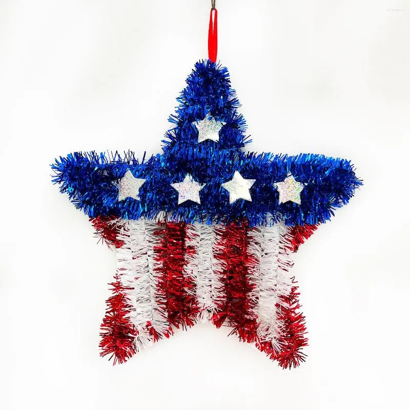 Декоративные цветы американский день независимости венок кулон красный белый и синий настенный висит дверь партия флаг баннер