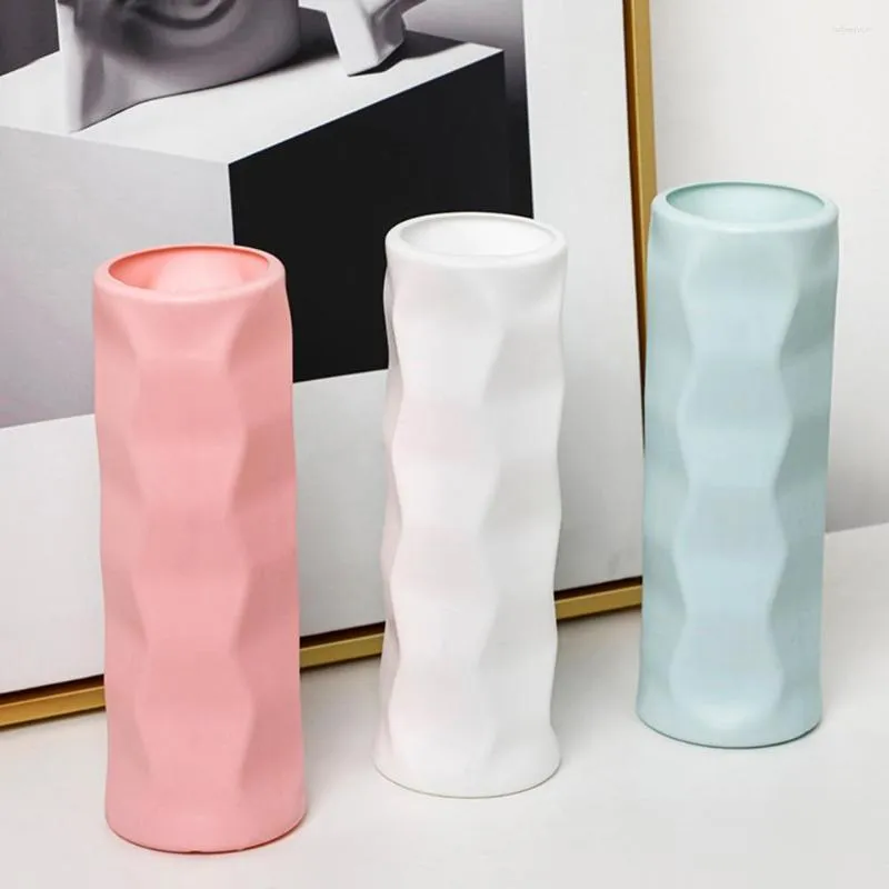 Vasi Vaso per fiori alla moda Bordi arrotondati Design a onde floreali Centrotavola da tavolo Disposizione in plastica