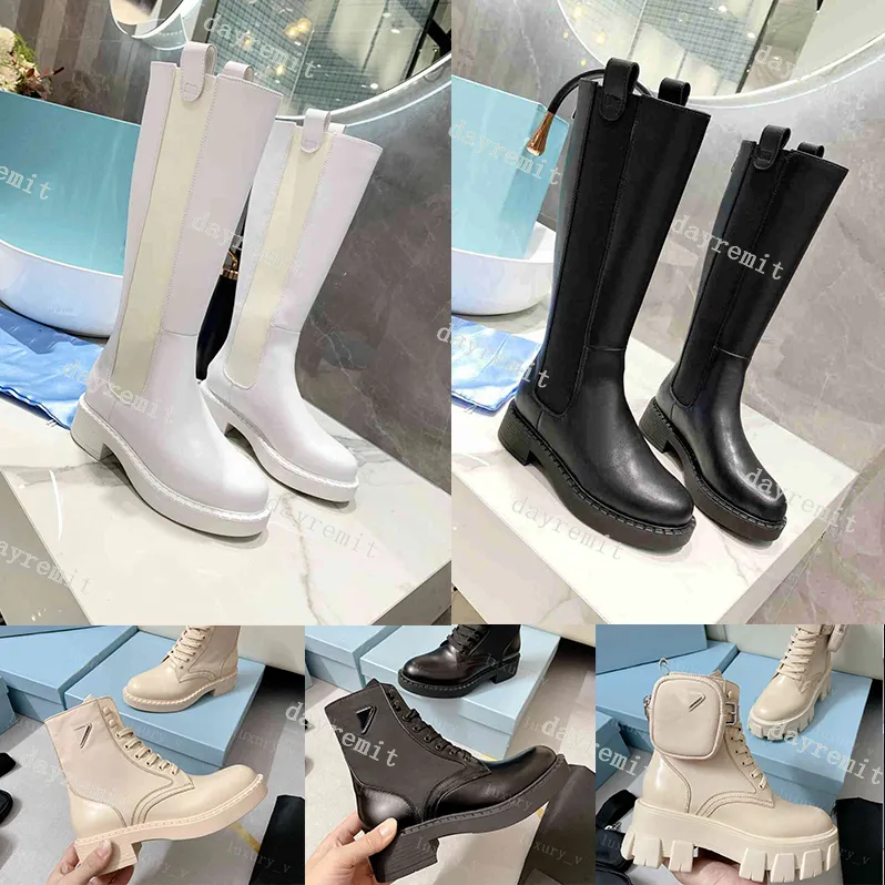 Designer Monolith Boots Rois Military Inspired Combat Boot Re-Nylon Womens Shoes ManBouch attached to the Ankle with bag Thick Soled Martin Shoes