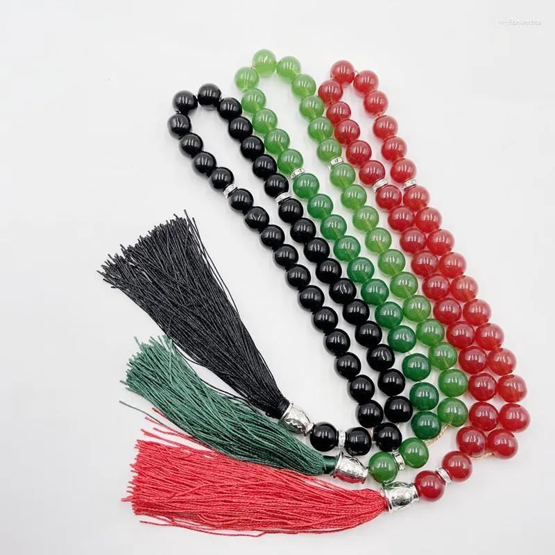 Colar de pérolas mala de 33 fios, cristal preto, rosário de 12 mm, joia para meditação, japamala, borla com pingente de árvore da vida