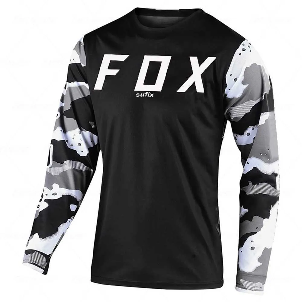 メンズTシャツSufix Fox Mtb Road Jerseys Motocross Shirt Men Breseable Mountain Bike Mtb Long Sleeve Racing Quick Drying Cycling Jersey E23