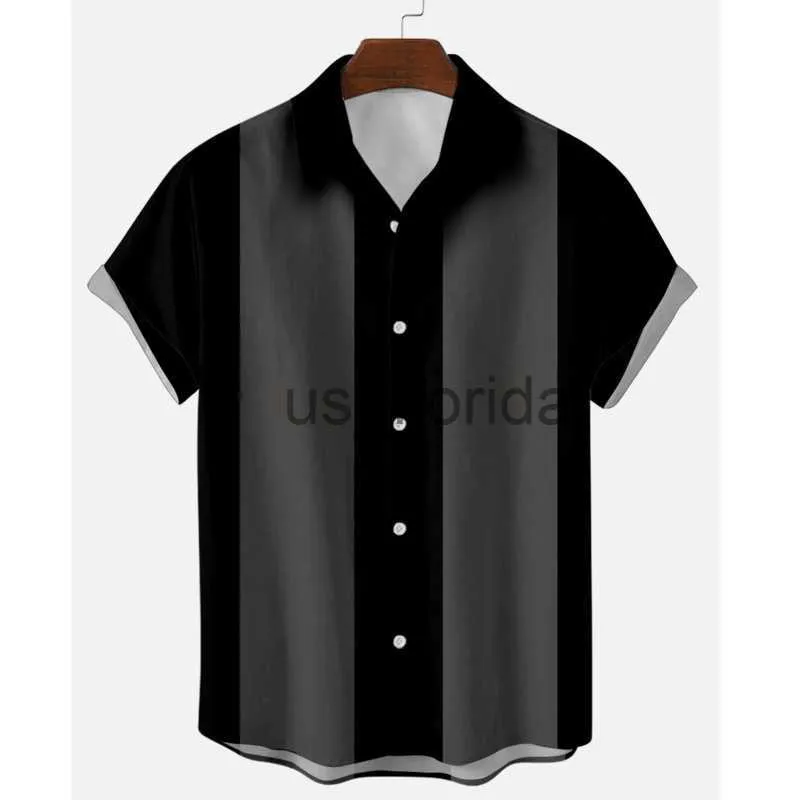 Camicie casual da uomo Camicie a righe da uomo Camicie abbottonate Camicetta a maniche corte Camicia da uomo anni '50 Verticale Taglie forti S-6XL Camicie eleganti da bowling da uomo J230628