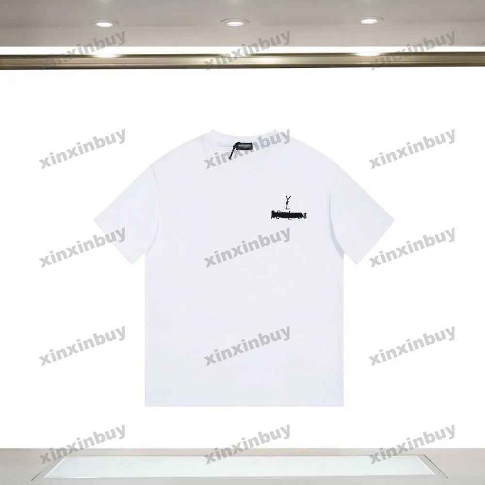 Xinxinbuy Men Designer Tee T Shirt 23ss Paris Letter Hafdery krótkie rękaw Bawełniane kobiety czerwone czarne białe xs-xl
