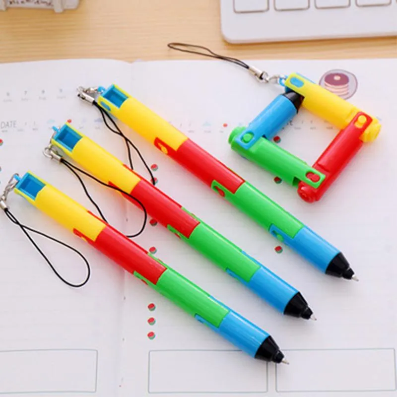Pens 20 Pcs Removable Cartoon Ballpoint Pen Creative Foldable Ball Pens Japanese Stationery Students Office Supplies Wholesale