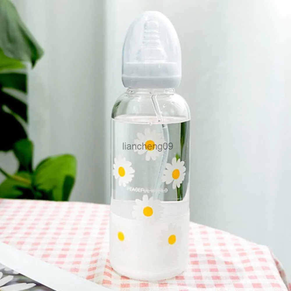 400ml Creative Graduated Adult Bottle Glass Large Capacity Female Student Nipple Water cup BPA Free Kid Birthday Gift Cup L230620