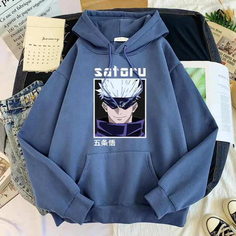 Men's Hoodies Jujutsu Kaisen White Satoru Gojo Anime Hoodie Loose Fleece Clothing For Male Street Fashion Tracksuit Comfortable Sweatshirt