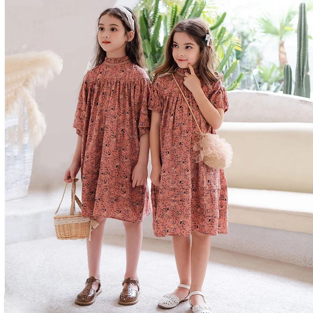 Girl's Dresses 6M To 18Y Kids Baby Girls Teen Summer Dress Women Midi Dress Children Clothing Fashion Sisters Floral Baby Romper #7001 230627