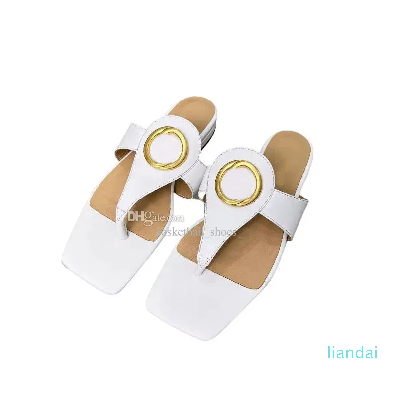 2023 femmes orteil sandales circulaire verrouillage plat sandale Type ton or accessoires tongs chaussure taille 35-43